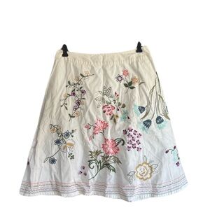 Talbots White Floral Embroidered A-Line Skirt